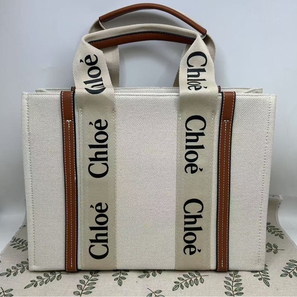 Chloe Handbags - Chloe Cream and Tan Canvas Tote